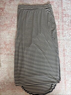 Striped Black and White Midi Skirt